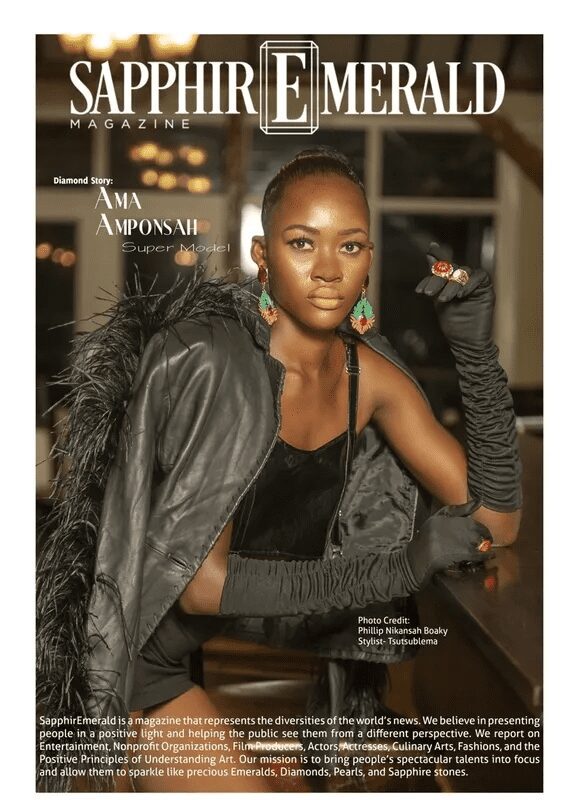 Fashion model posing confidently in stylish black outfit and accessories.