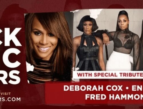 Promotional banner featuring Debora Cox and Fred Hammond.