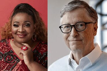Portraits of a smiling woman and Bill Gates side by side.