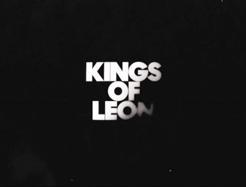 Kings of Leon logo in bold white letters on black.