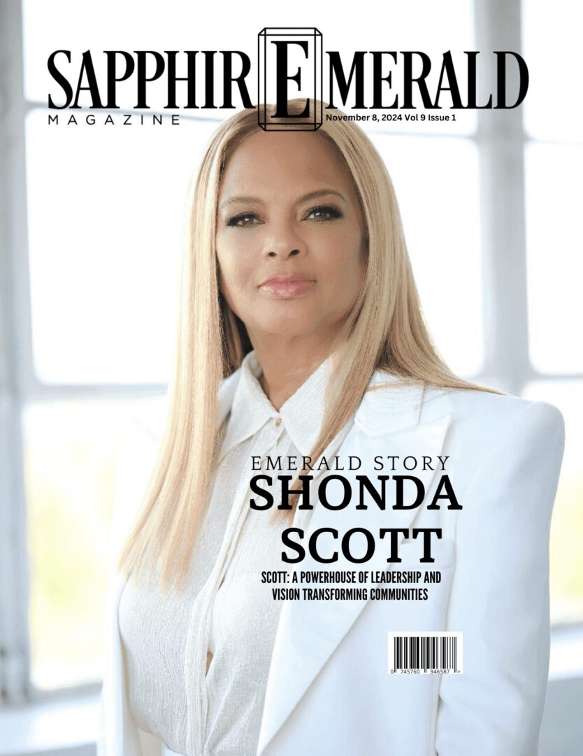 Shonda Scott graces the cover of Sapphire Emerald Magazine.