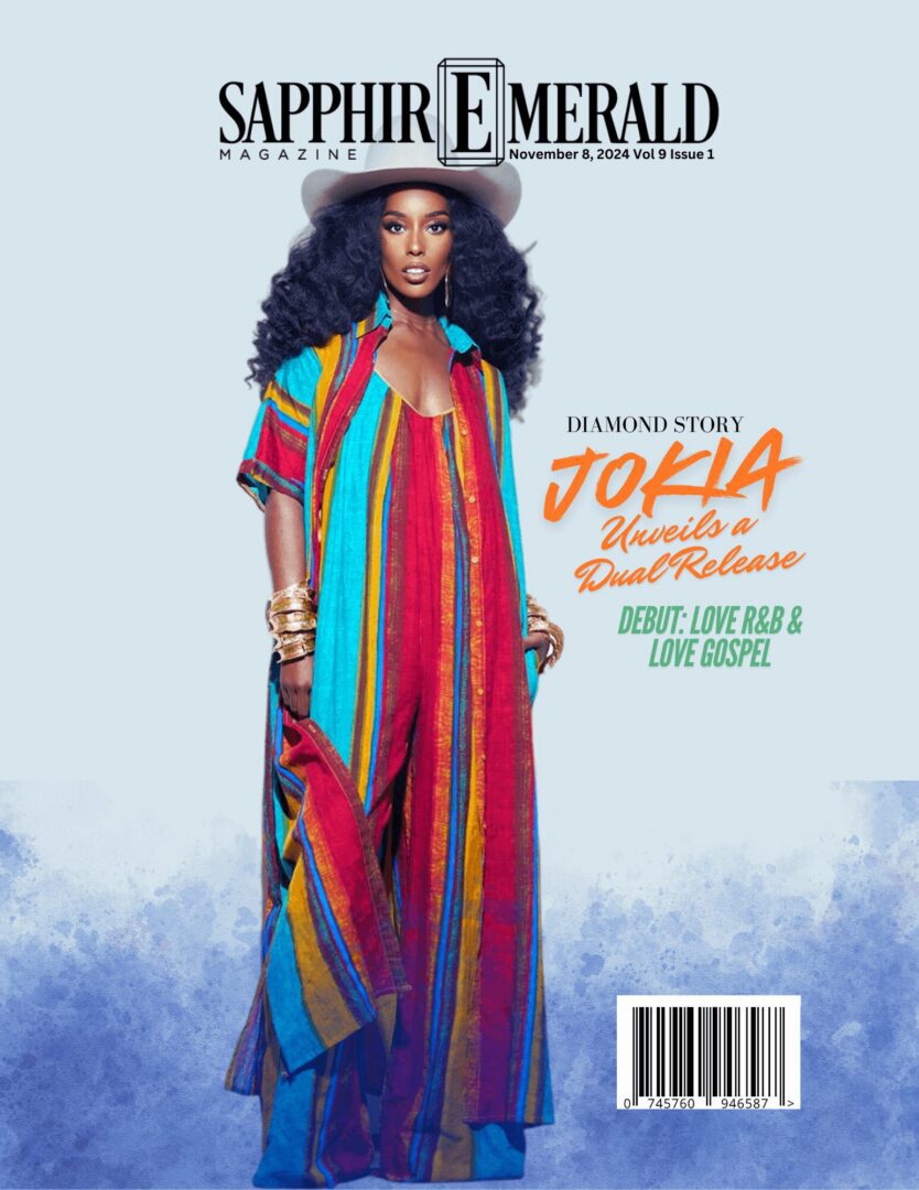 A woman in a colorful traditional dress on a magazine cover.
