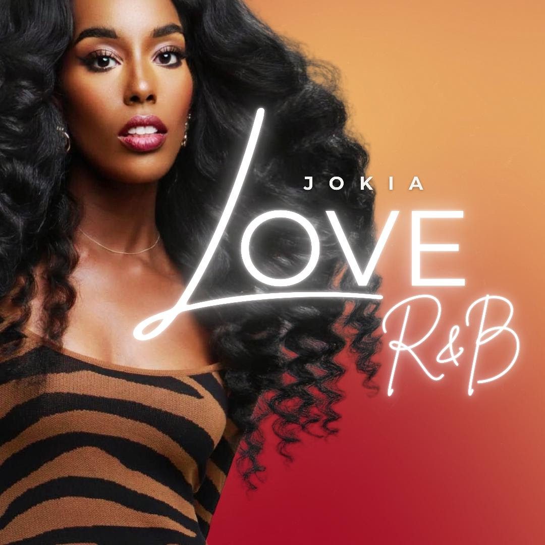 Woman with long hair, "Love R&B" text.